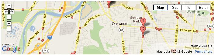 Oakwood Ohio Restaurants Map and Directions