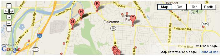 Oakwood Ohio Real Estate Agents Map and Directions